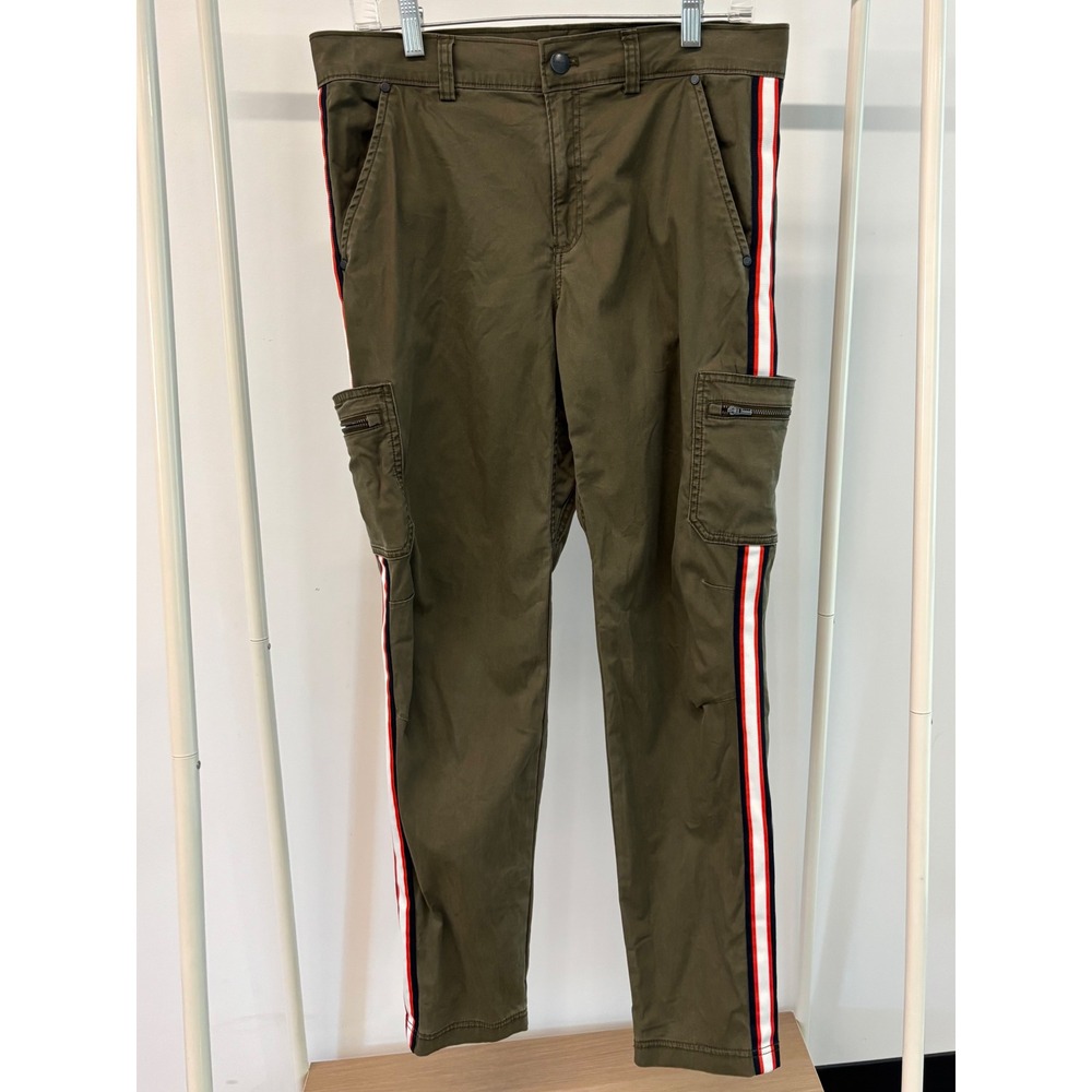 Athleta Summit Cargo Pants Olive Green Side Stripe Utility Tapered Size 6